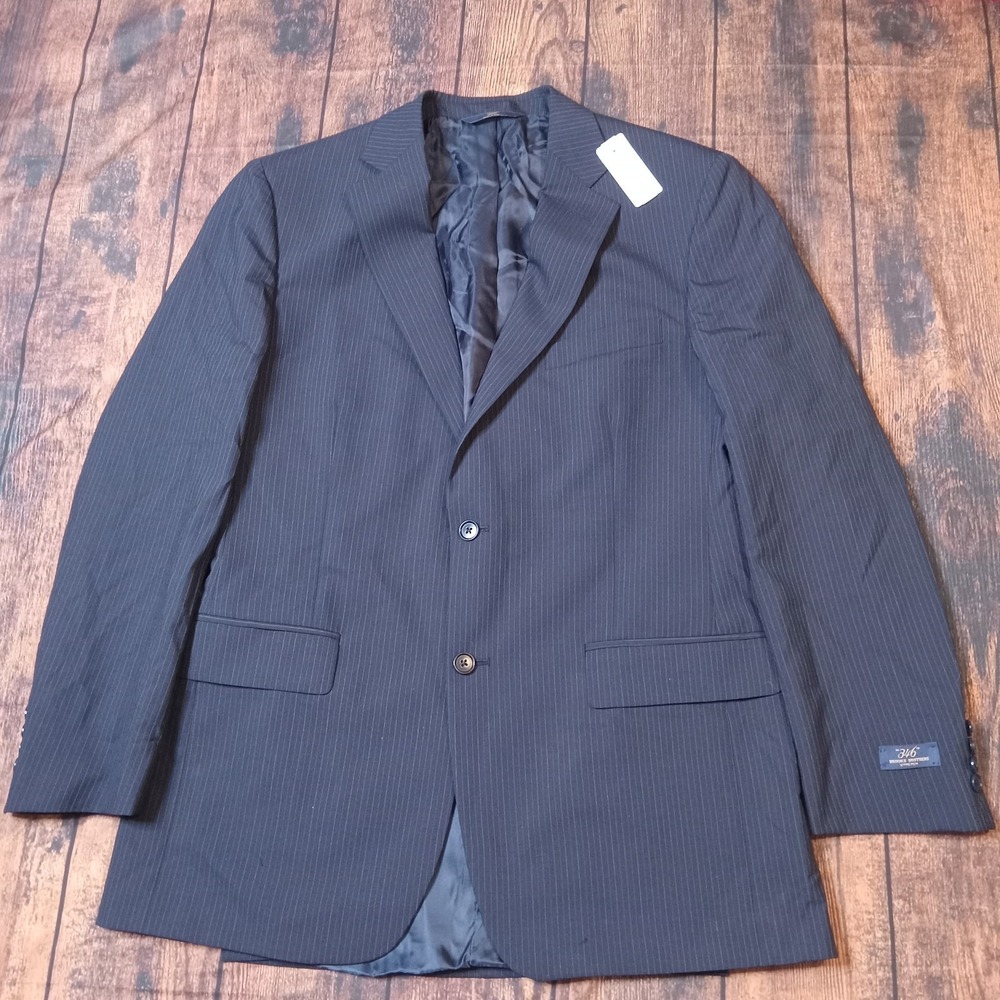 Brooks Brothers 346 Stretch 100%‎ Wool Blazer 41L Navy Pinstripe